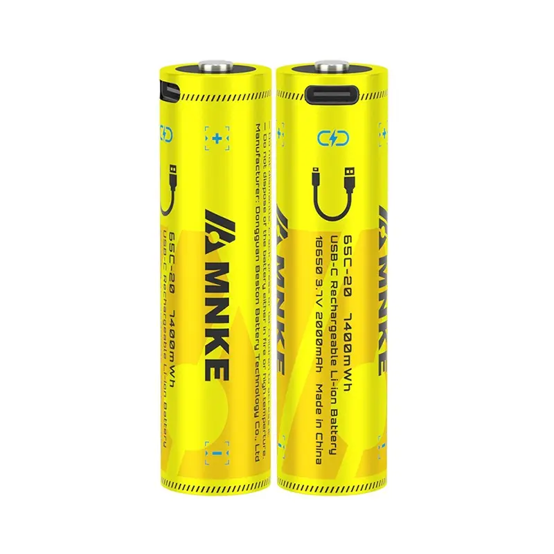 18650 Rechargeable Lithium Battery, Durable, Type-C USB PD Charging, 3.7v 2000mah, Ideal for Flashlights, Outdoor Gear, Emergency Power