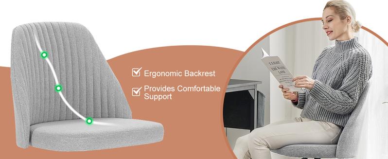 Office Chair , Modern Fabric Home Office Desk Chairs with Wheels Adjustable Swivel Task Computer Vanity Chair for Small Spaces for Christmas Gifts