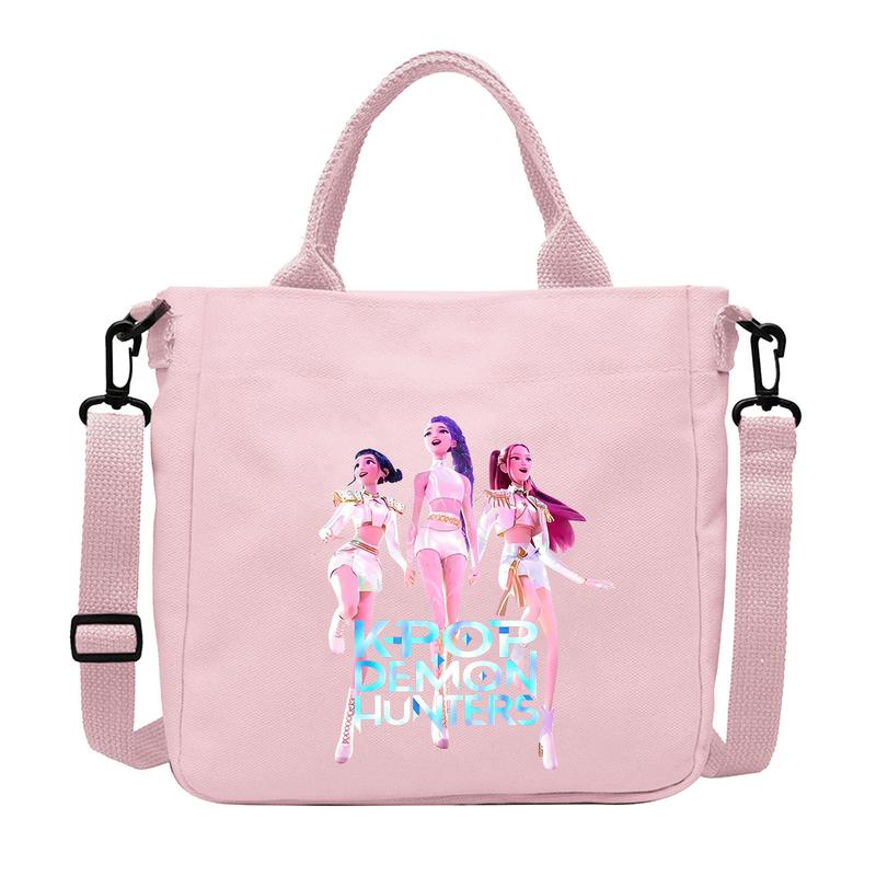 K-Pop Demon Hunter Shoulder Bag – Cute Cartoon Rumi, Mira & Zoey Print Crossbody Tote, Large Capacity Gift Bag