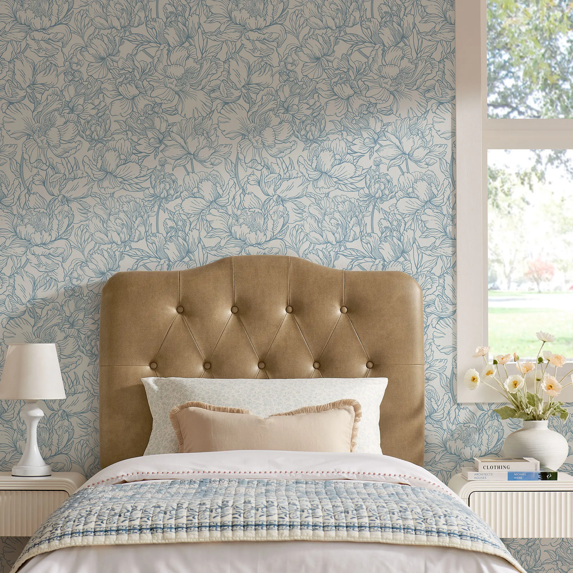 Annabel Faux Leather Twin Headboard in Toast