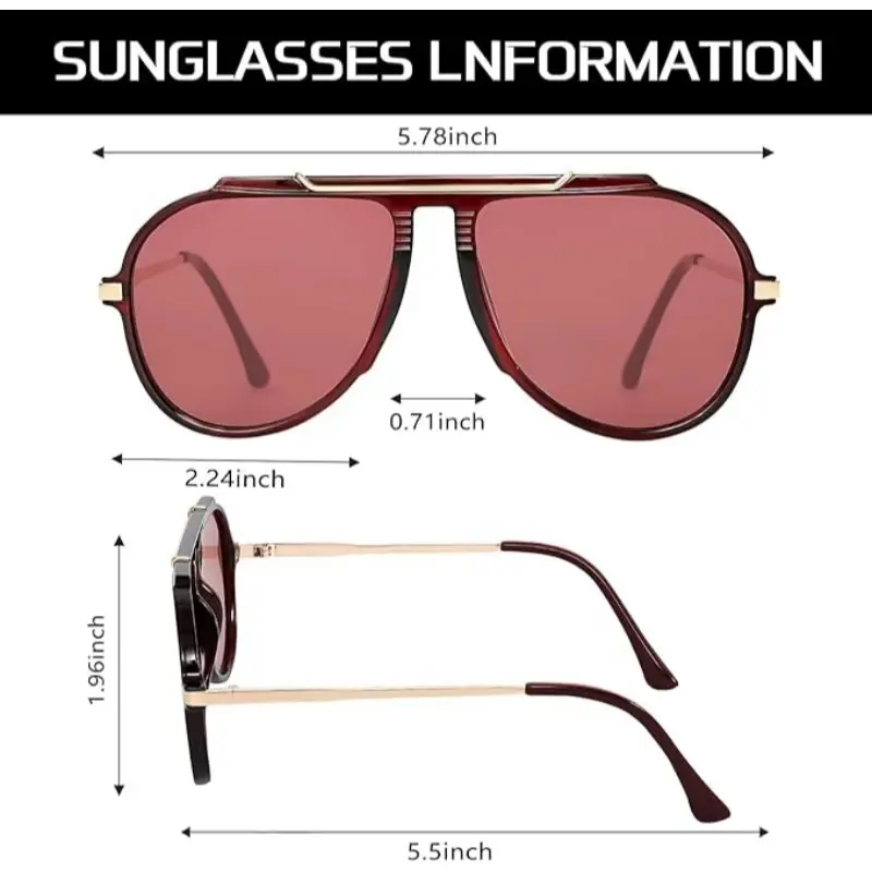 Women's Oversized 70s Retro Gold Metal Tangle-Free Square Aviator Sunglasses, 1-2Pcs 2026 Stylish Eyewear for Men, Fashion Accessories, Womens Sunglasses