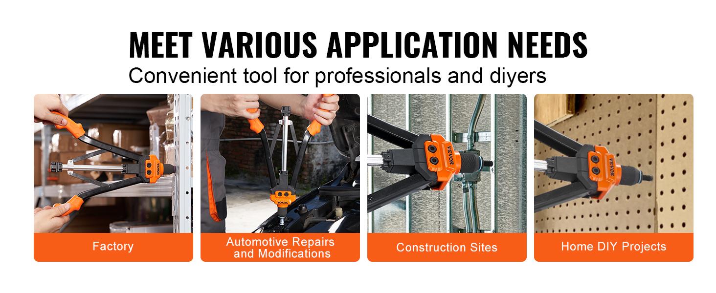VEVOR Rivet Nut Tool, TikTokShopBlackFriday, 16 inch Rivnut Tool Kit with 13PCS Metric and SAE Mandrels & 186PCS Rivet Nuts, Semi-auto Retraction, M3, M4, M5, M6, M8, M10, M12, 1/4-20, 5/16-18, 3/8-16, 1/2-13, 8-32, 10-24  VEVOR Super Brand Day