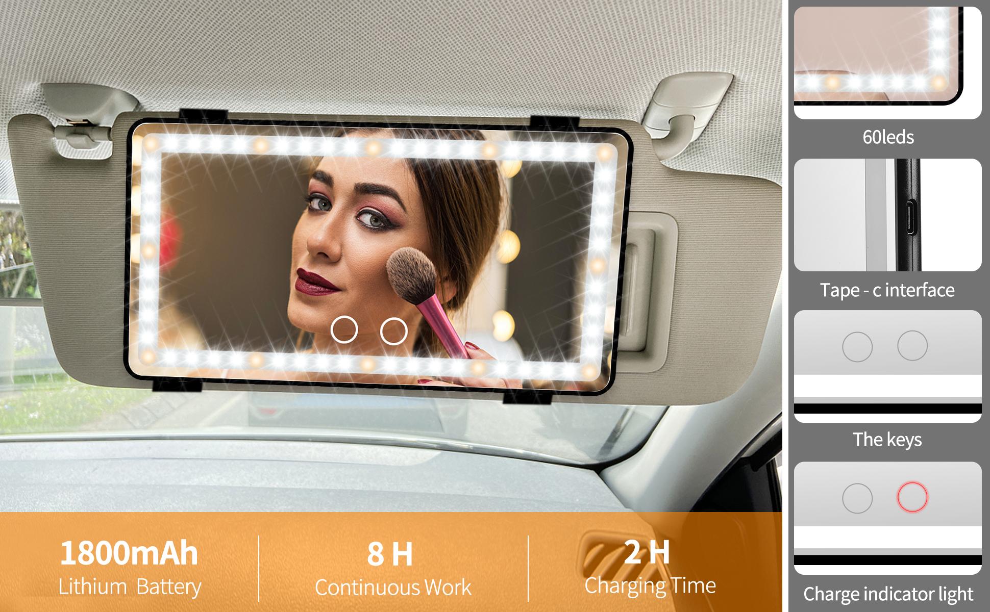 DIBMS Car Visor LED Vanity Mirror, Rechargeable Makeup Mirror With LED Lights for Car Truck SUV Rear View Sun, Shading Cosmetic Touch Screen for Cars (Black) DIBMS Car Visor LED Vanity Mirror, Rechargeable Makeup Mirror With LED Lights for Car Truck SUV Rear View Sun, Shading Cosmetic Touch Screen for Cars (Black)