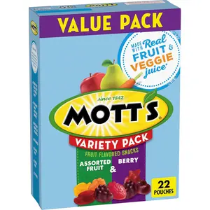 Mott's Fruit Flavored Snacks, Berry and Assorted Fruit, Gluten Free Snack, Value Pack, 22 Ct, 17.6 oz
