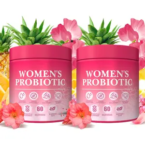 Feminine Probiotics Gummies Pineapple Flavor for pH Balance with Slippery Elm Prebiotic Probiotic Blend Supplement