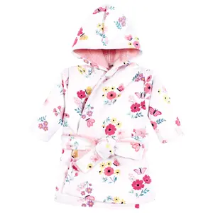 Hudson Baby Mink with Faux Fur Lining Pool and Beach Robe Cover-ups, Butterfly Floral