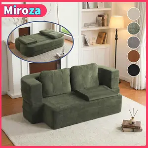 【Miroza】Folding Sofa Bed with a Blanket, Convertible Multi-Functional Sleeper Chair Couch Bed, 2 Throw Pillows with Back Support, Comfortable Floor Sofa for Adults and Kids,Boneless Couch, Loft Bed, Suitable for Living Room and Bedroom