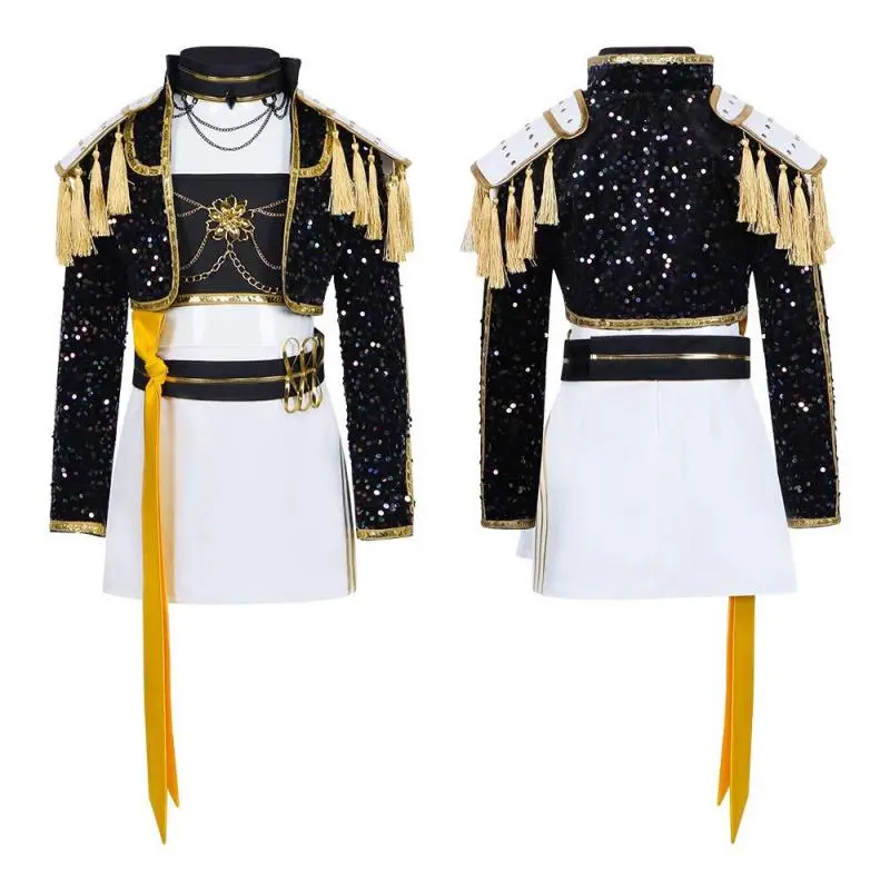 Women's Plus Size Polyester Corduroy Demon Slayer Team-Rumi Black Gold Edit Cosplay Set, XXXL Womenswear for Halloween, Stage Performances, Polyester Edit