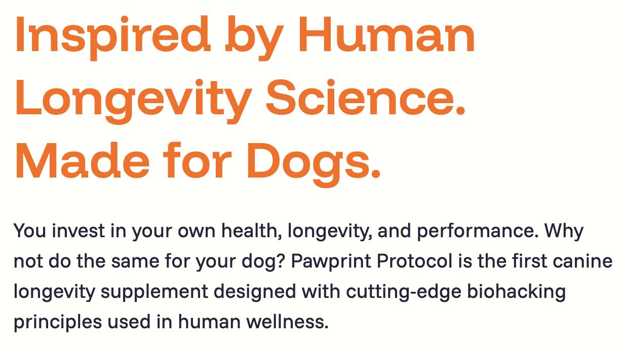 Pawprint Lab Liquid Longevity Supplement for Dogs - Science Backed Protocol Boosts Health Span Energy & Brain Function - 90 Days Money Back Guarantee