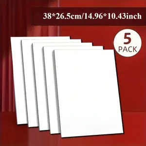5pcs 8K large white heavy-duty 3mm thick canvas board, suitable for oil painting/watercolor - professional art supplies, suitable for adults, students, enthusiasts, schools and offices to use