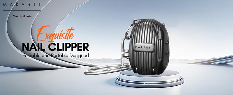 Makartt Nail Clipper Foldable Nail Cutter, Pink Gold Nail Trimmer, Mini Fingernail Clipper with Keyring Stainless Steel Portable Manicure tools for Salon Home Travel Nail kit Nail Care Aesthetic