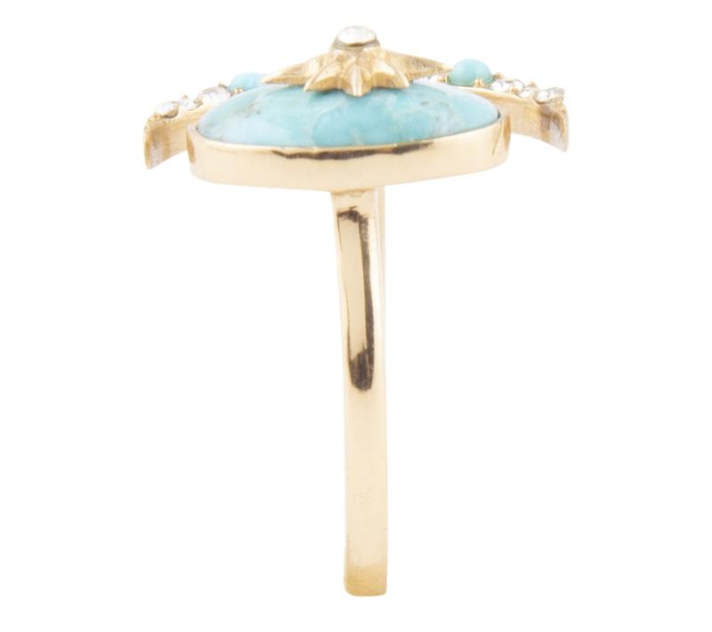 Barse Artisan Crafted Celestial Turquoise Golden Bypass Ring