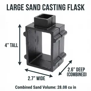 Large Sand Casting Flask - Cast Iron, 4 Pins, 4" x 2.7" x 2.6"