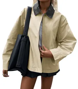 Cicy Bell Womens Oversized Fall Jackets Casual Lightweight Zip Up Cotton Canvas Light Barn Coats 2025 Winter Outfits