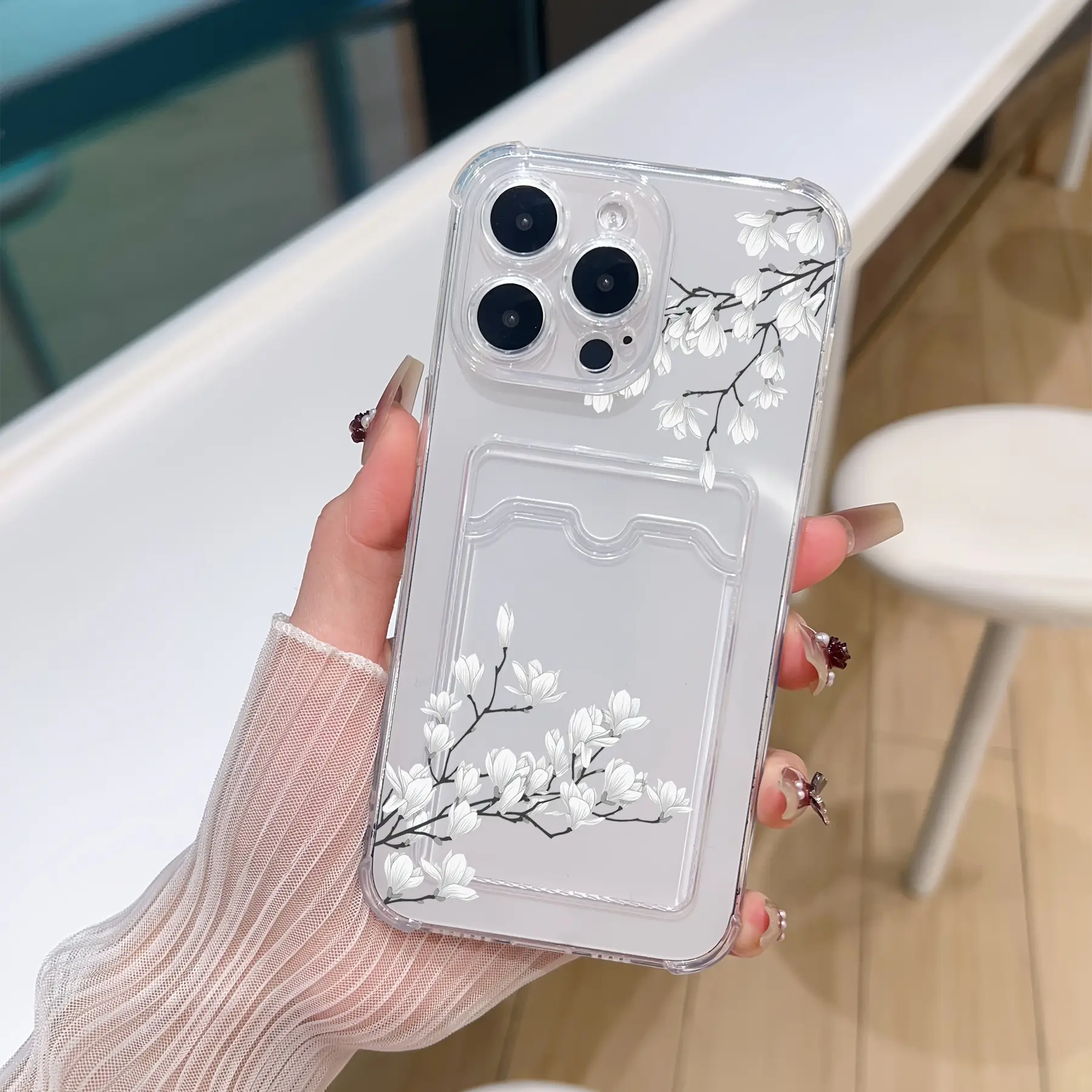 Minimalist Soft Smartphone Case - Transparent Card Slot Handheld Cellphone Cover, Holds IDs, Bank Cards & Photos, Offers Device Protection for iPhone 16,15,14,13,12,11,XS,XR,X,7,8 (Mini,Plus,Pro,Max), Devices