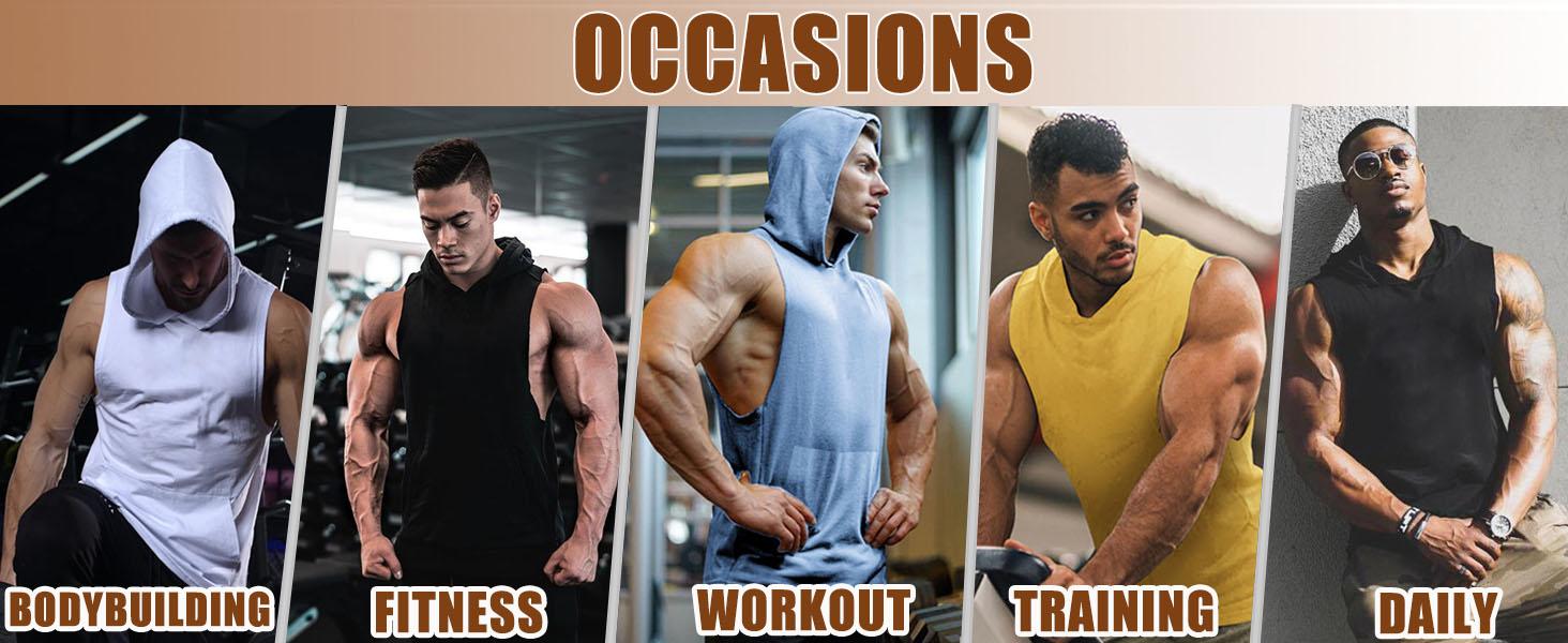 COOFANDY B Summer Clearance 2 Pack Mens Workout Hooded Tank Tops Bodybuilding Muscle Cut Off T Shirt Sleeveless Gym Sport Hoodies Menswear Summer Outfits Breathable