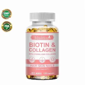 Mulittea 4000MCG Biotin Collagen Capsule - Types I, III, Collagen for Women & Men - Hair Growth Support Supplement - Skin, Nails Beauty Complex - 120 Count