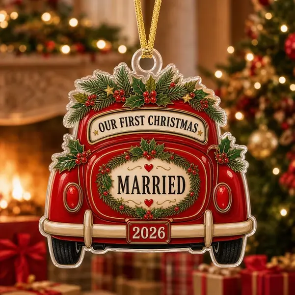Our First Christmas Married Ornament, New Chapter Together 2026 Keepsake, First Christmas in Our New House Ornament, Personalized Family Holiday Decor