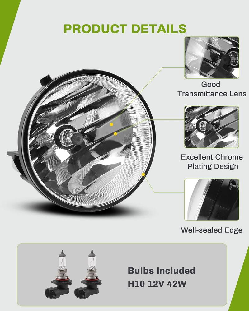 YITAMOTOR Fog Lights Compatible with 2005-2011 Tacoma 2007-2012 Tundra 2004-2006 Solara Fog Light Replacement,with 12V 42W H10 Bulbs, Wiring Harness and Switch,Clear Lens
