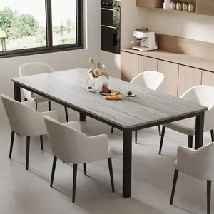 78.7 in Industrial Dining Table for 6, Wooden Long Dinner Table with Mortise Tenon Design, Kitchen Table with Sturdy Metal Legs,for Dining Room, Grey