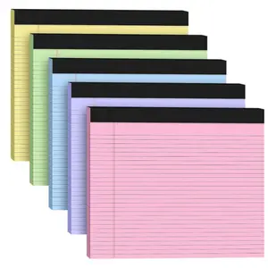 5 Pack Wide Legal Pads 11" x 9.5" Landscape Pink Purple Blue Green Yellow College Ruled Note Pad Narrow Ruled 30 Sheets per Notepad Perforated Writing Paper Thick Backboard Horizontal Pads of Paper