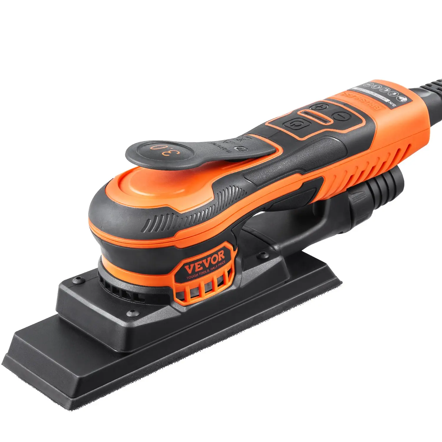 【Summerfinds】3/8 Sheet Sander 350W 6 Speeds Brushless Finishing Sander for Woodworking