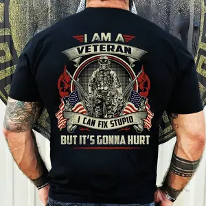 I Can Fix Stupid Veteran Graphic Tee, Military Retirement Meme T-Shirt, Thank You For Your Service Unisex Tee, American Service Member Trending Tee