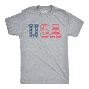 Mens USA Vintage T Shirt 4th Of July Indepence Day T Shirt Patriotic America Mens Funny T Shirts Cool Vintage Fashion T-Shirt Gift Classic Menswear Patriotic Apparel for Men Novelty Tees for Guys Light Grey