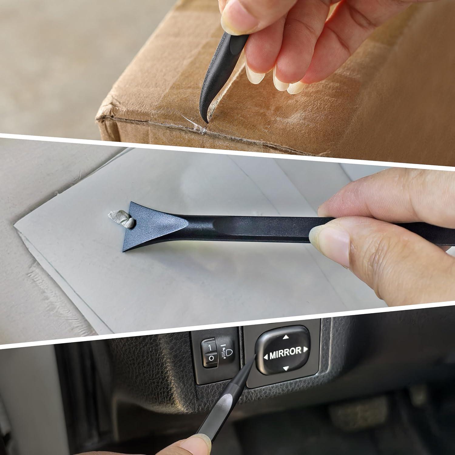 VAYWET Car Detailing Pick Set for Car Detailing Kit, Safe Automotive Tool Plastic Picks 6 Cleaning Heads 6 Pack, Car Washing Kit Scraper Scratch Free Crevice Sticker Remover Tool Non Scratch Scrapers Tight Spaces, Kitchen, Crevices, Auto Detailing, Paint