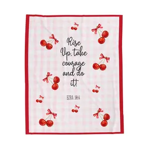 Rise Up Take Courage Cherry Blanket | Velveteen Throw, Ezra 10:4