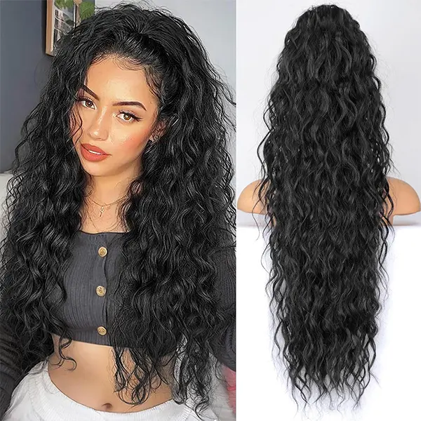 Long Fluffy Wavy Claw Ponytail Extension 26 Inch Curly Volumizing Synthetic Hairpiece for Women Thin Hair Daily Wear Daily Use Everyday Wear Party Wedding Busy Moms Quick Wear Vacation Sexy feeling tiktokshopbacktoschool