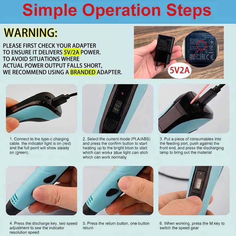 toybox 3d  printer pen Set for Kids with LCD Display Screen PLA 50M Filament Creative Ten colors DIY Gift for child Birthday Christmas Presents