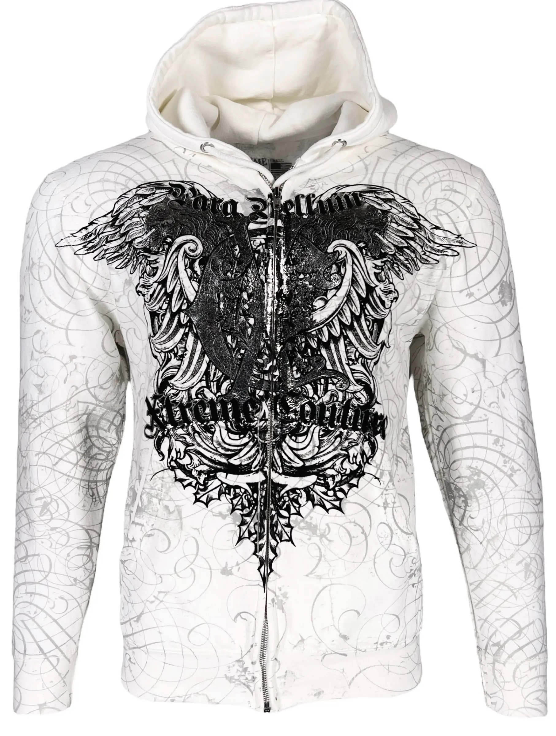 Xtreme Couture by Affliction Men's Cotton Zip-Up Hoodie - Cast Iron White Menswear Top, Sweatshirt, Pullover