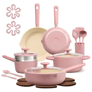 CAROTE 21pcs Cookware Set Nonstick Pots and Pans Set, Ceramic Cookware Set Induction Cookware, Non toxic Healthy Non Stick Kitchen Cooking Set, PFAS PTFE Free