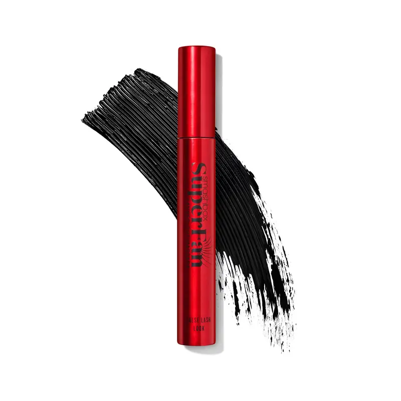 Smashbox Super Fan Lash Eyelash Mascara - Jet Black Volumizing Formula, Double Bristles for Even Application, Cylindrical Tube Design, Daily Lengthening Fanning Volumizing Makeup Mascara