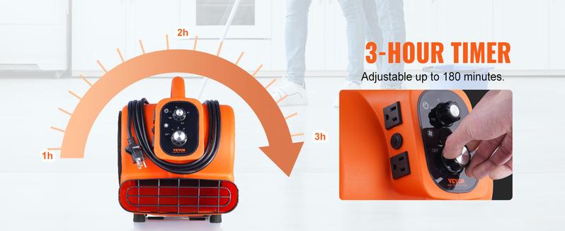 VEVOR Floor Blower, TikTokShopBlackFriday, 1/4 HP, 1000 CFM Air Mover for Drying and Cooling, Portable Carpet Dryer Fan with 4 Blowing Angles and Time Function, for Janitorial, Home, Commercial, Industrail Use, ETL Listed VEVOR Floor Blower, TikTokShopBlackFriday, 1/4 HP, 1000 CFM Air Mover for Drying and Cooling, Portable Carpet Dryer Fan with 4 Blowing Angles and Time Function, for Janitorial, Home, Commercial, Industrail Use, ETL Listed