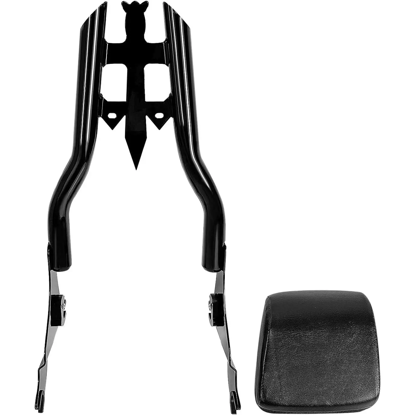 17" Black Road Glide Sissy Bar 1 1/2" Bar Detachable Passenger Backrest Rear Pad for Harley Touring Models 2009-2026 Street Glide Road King Ultra CVO Limited Electra Glide