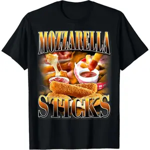Mozzarella Cheese Sticks Bootleg Rap CD Aesthetic Funny Meme T-Shirt Pure Cotton Graphic Tees Menswear Top: Gifts for Men & Women