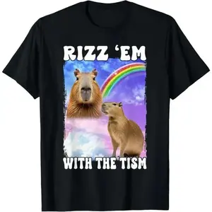 Unisex Rizz 'Em With The 'Tism Internet Meme T-Shirt Graphic Short Sleeve T-Shirt