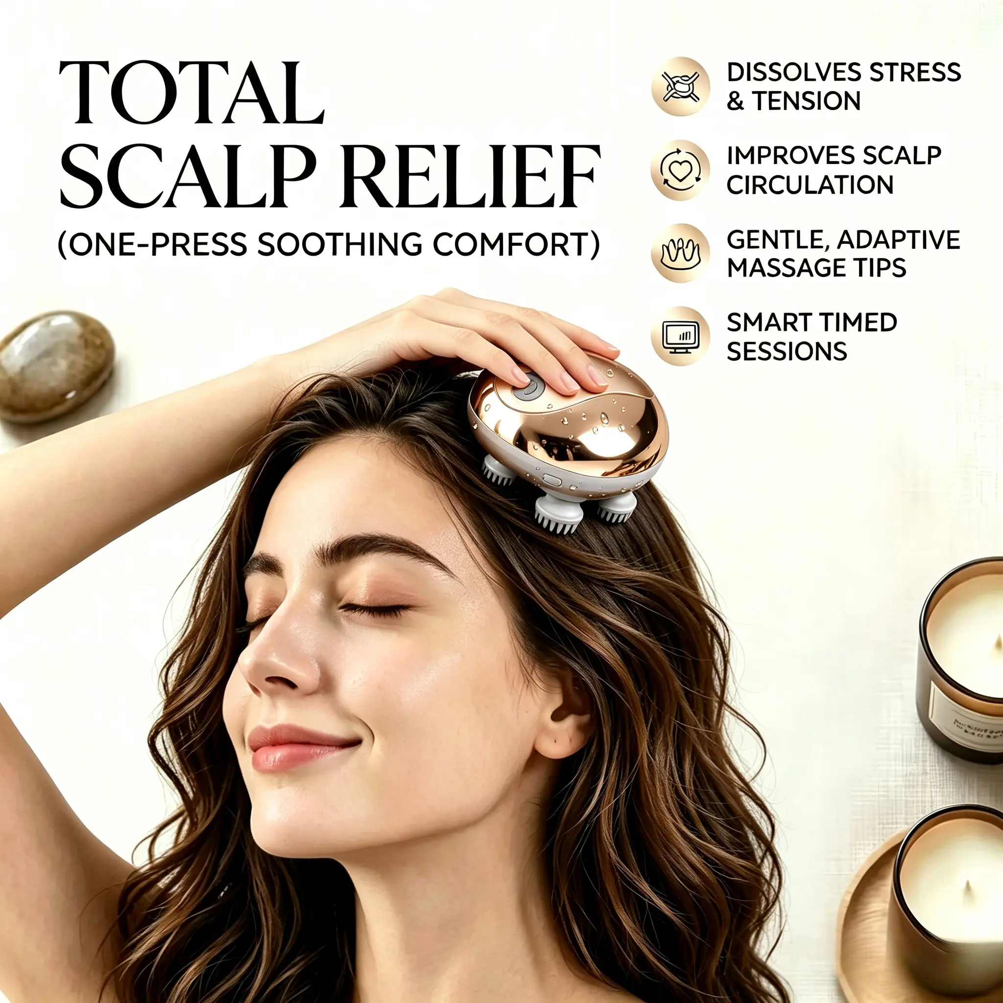 3-in-1 Cordless Massager for Scalp, Cats & Dogs – Waterproof, Soft Silicone Head, 3 Vibration Speeds, Deep Clean & Relax, Ideal Present for Grandparents