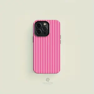 Striped Pink on Pink Tough Phone Case for iPhone 17 16 15 14 13 12 11 Pro Max Case