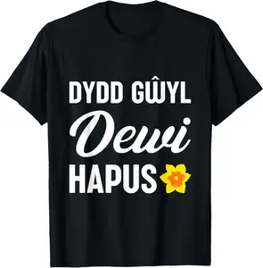 100% Cotton  Unisex Happy St David's Day Wales Dydd Gwyl Dewi Hapus Daffodil T-Shirt