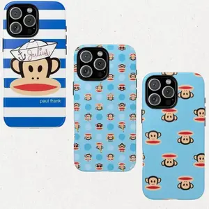 Paul Frank Blue Phone Case – Cute Julius Monkey Case with Blue Dots & Stripes, Aesthetic Retro iPhone Cover for iPhone, Y2K Style Gift