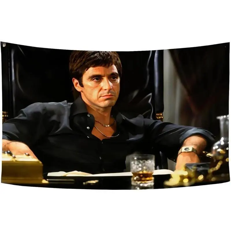 3x5Ft Cotton Scarface Tony Montana Decorative Wall Tapestry, Vintage Printed Motivational Banner with "Every Dog Has Its Day" Quote for College Dorm Room Indoor Decor