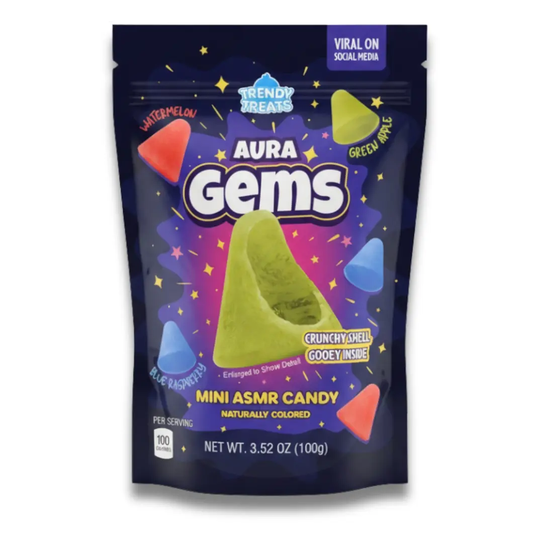 Aura Gems Crunchy Shell Soft Gooey Center Crystal Candy Gem 100g