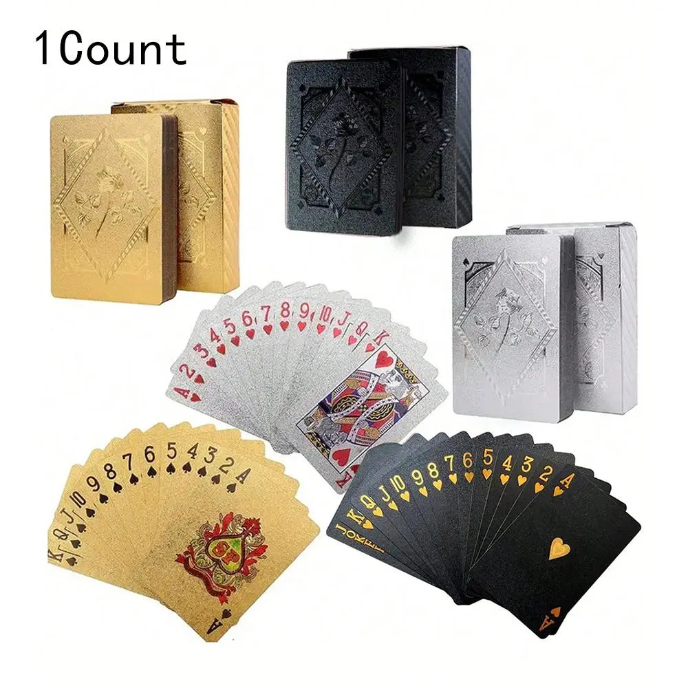 Waterproof Plastic Playing Cards, Card Set, 55-Card Box Funny Card Game Funny Rose Print for Teenagers and Adults, Ideal Party Game and Outdoor Activity, Card Games For Teens