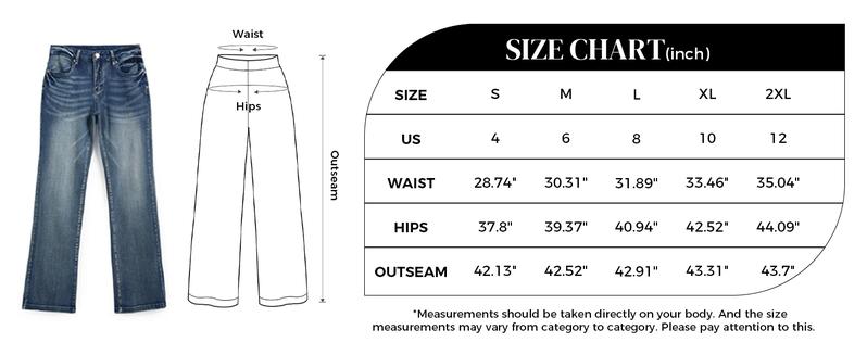 EMMIOL Women’s Y2K Vintage Denim Flare Jeans – Stretch Wide Leg Mid-Low Waist Casual Bootcut Jeans Outfit For Trendy Streetwear