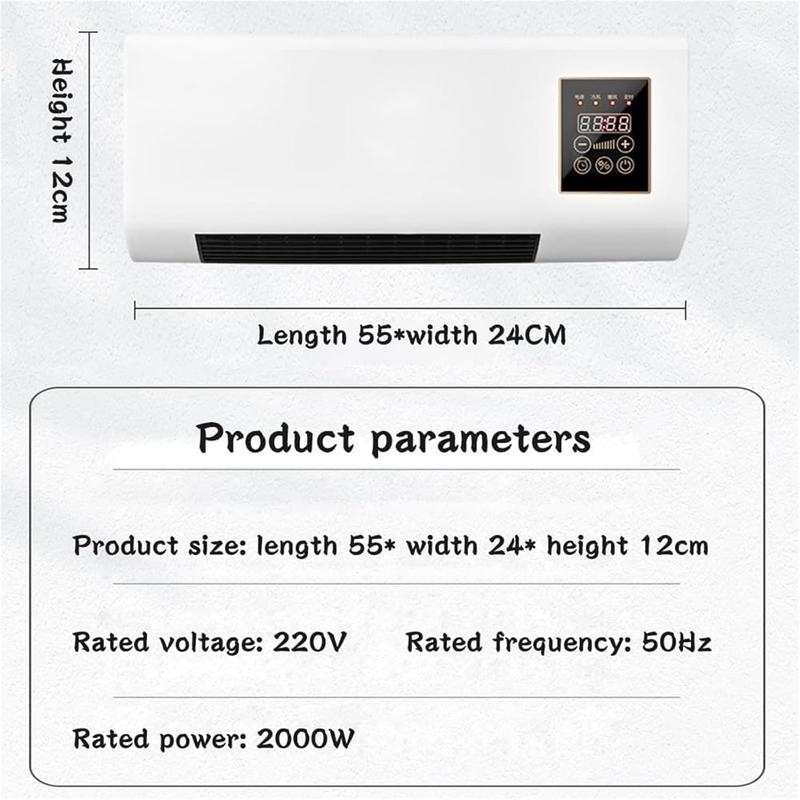 TazTir Wall-Mounted Heater 1200W for Indoor Use with Remote & Touch Control 6-Hour Timer Overheat Protection Tool-Free Install for Bedroom Bathroom Garage Office