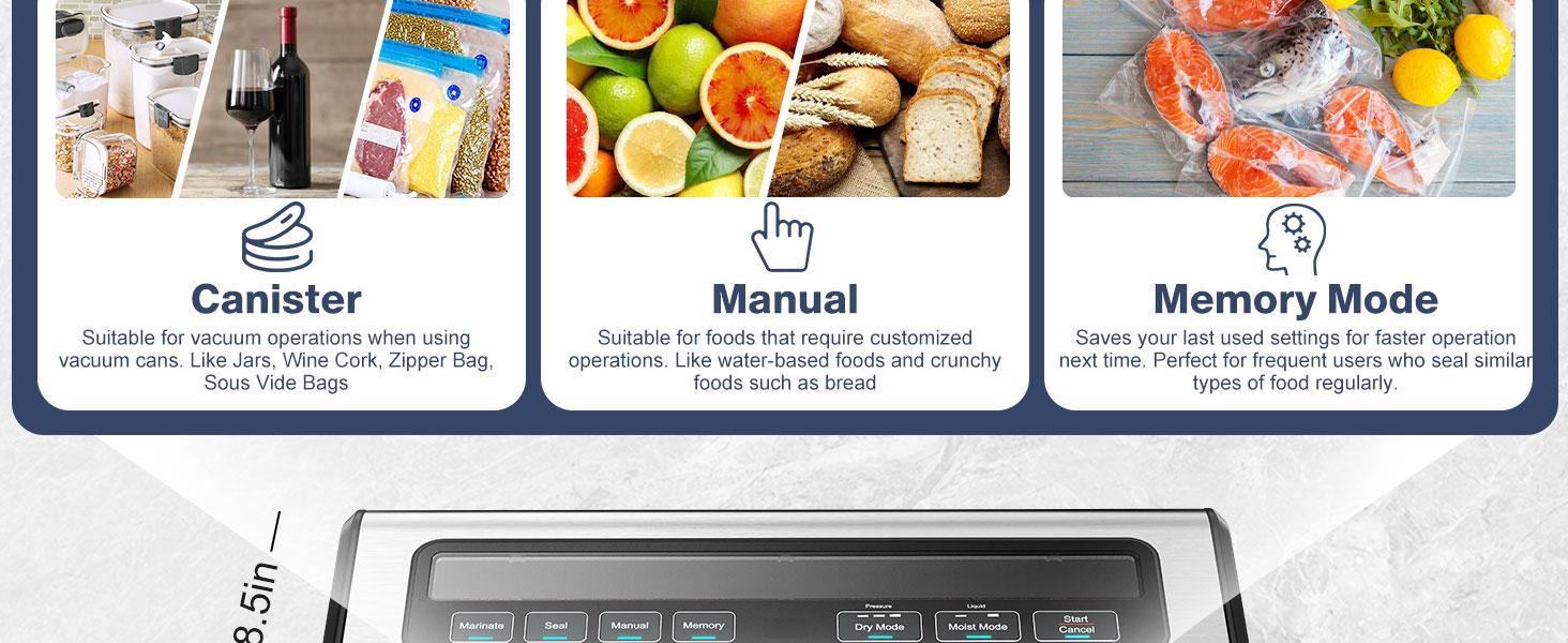 OSTBA 180W Vacuum Sealer Machine, 12-in-1 Double Pump Food Saver with Built-in Cutter & Bag Storage, Easy-Lock Handle, Dry & Moist & Marinate, Memory Function, Includes 1 Roll of Vacuum Bags & Hose