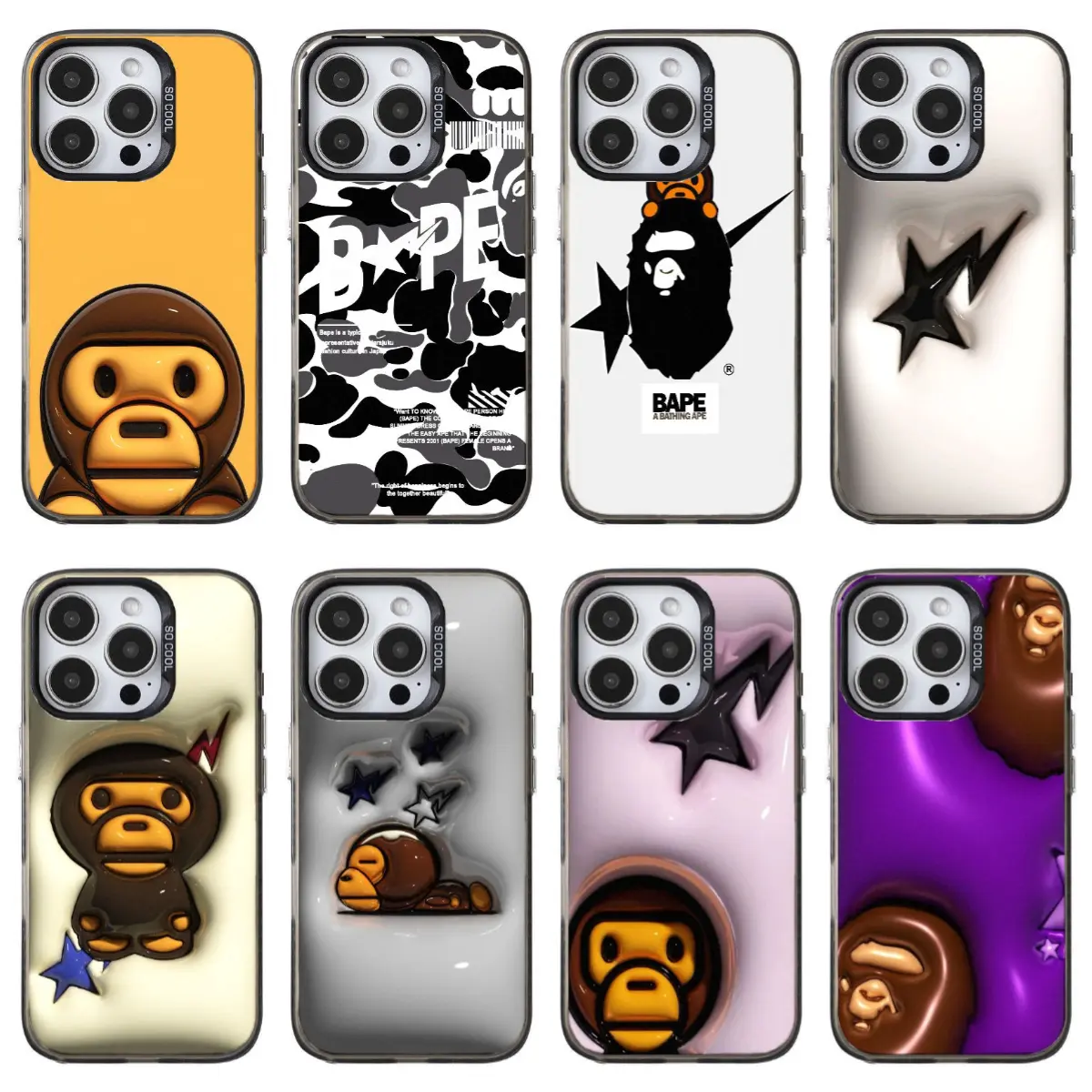 Bape Hard Shell Smartphone Casing - Handheld Cellphone Cases for iPhone 17/16/15/14/13/12 Pro Max, Pro, Plus - Durable Protection, Ideal Gift for Mobile Devices